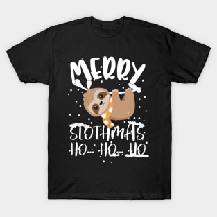 Merry Slothmas Ho Ho Ho Christmas Cute Sloth Pajamas T-Shirt